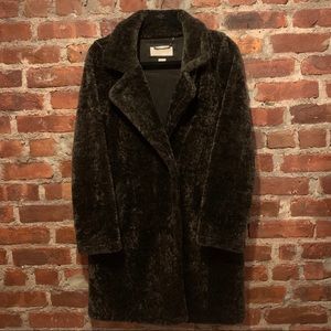 Micheal Kors Green Teddy/Faux Shearling long coat